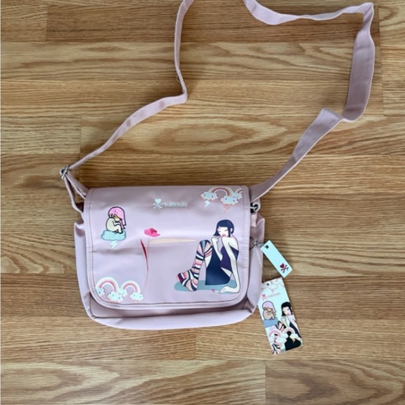 tokidoki Light Pink Crossbody Bag with Character Art
